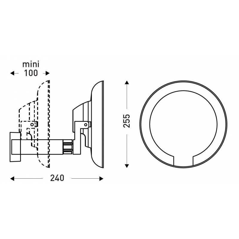 Mirror With Light Chrome Faced Cosmos Tubular Arm JVD